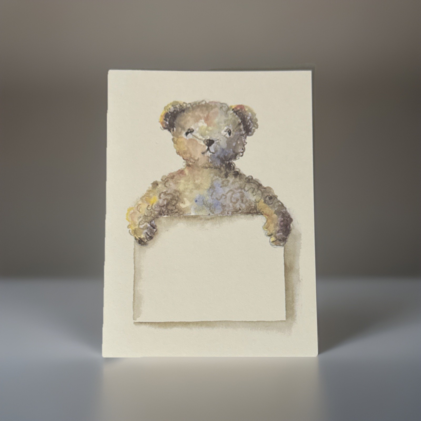 Vintage Oddballs Watercolor Ecru Notecards – Teddy Bear – Baby – 10 Pk