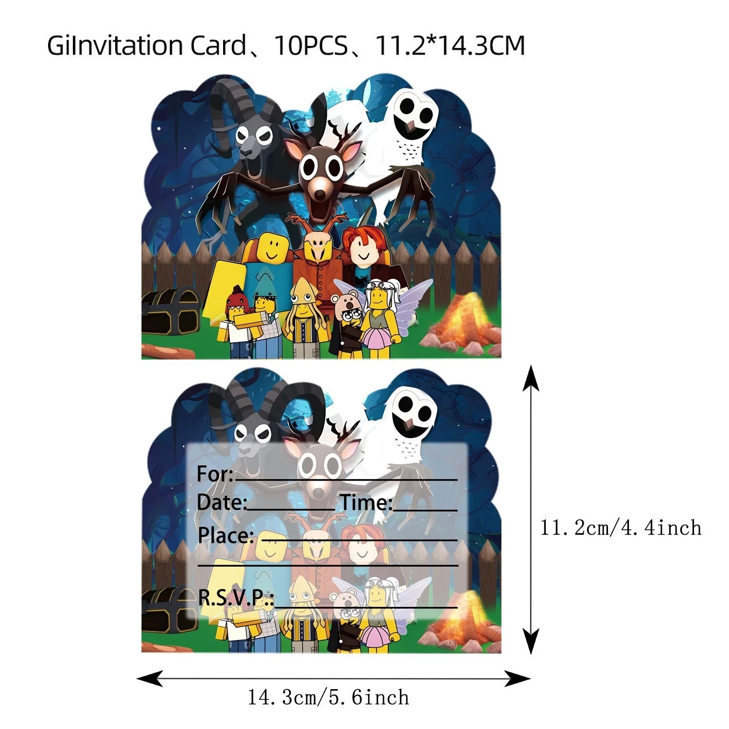 10Pcs 99th Night in the Forest Birthday Party Invitation Cards for Kids Gifts