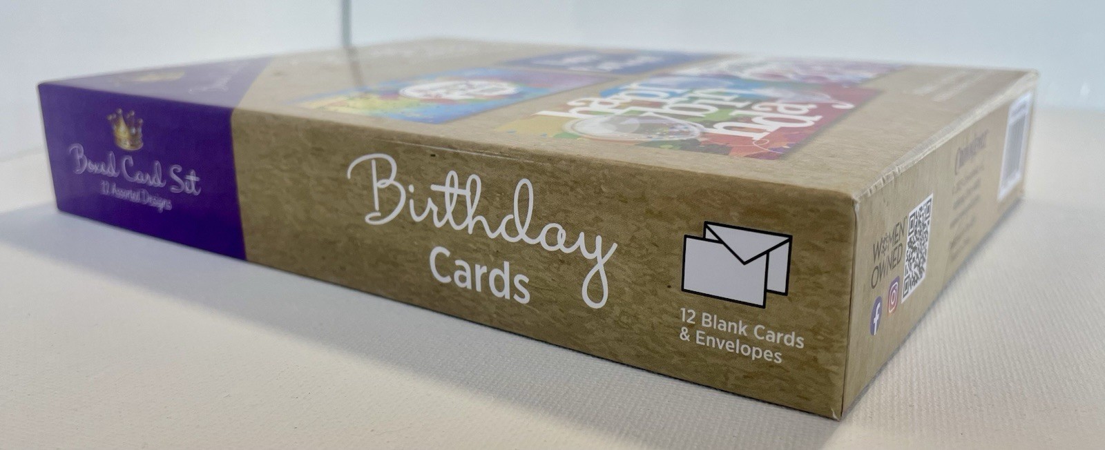 Crownjewlz 12 Birthday Cards Box Set w/ Envelopes, 3 each of 4 Colorful designs