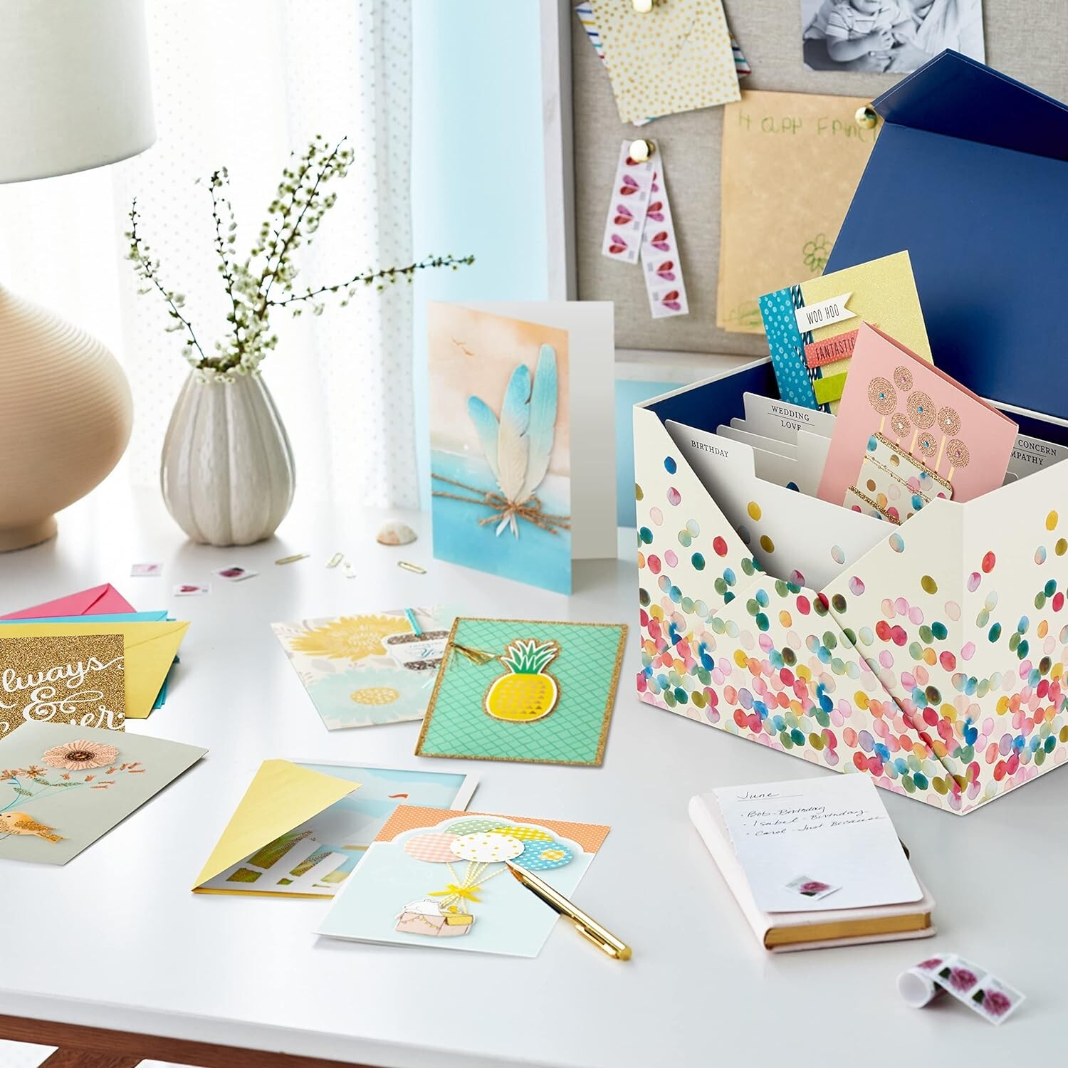 All Occasion Handmade Boxed Set of Assorted Greeting Cards with Card Organize…