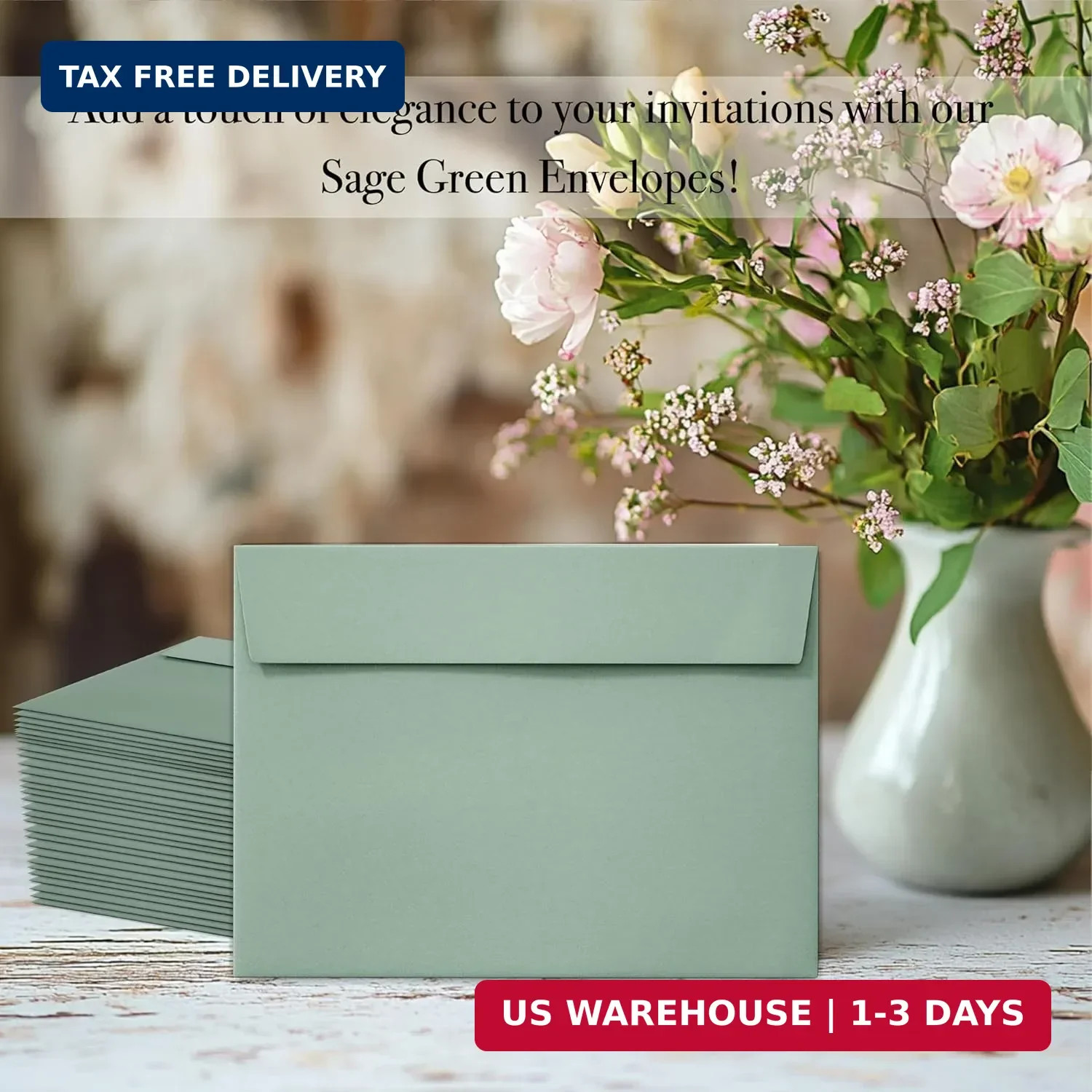 Slapaflife 50 Packs 5×7 Envelopes, Sage Green 5×7 Envelopes for Invitations, Wed