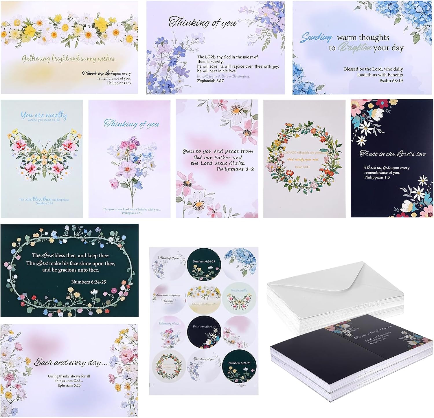 150 Pcs Religious Thinking of You Cards with Envelopes Bulk Assortment