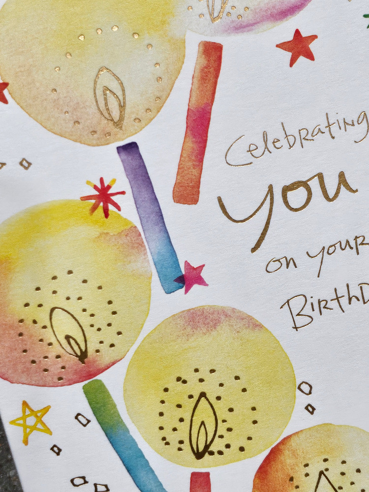 Birthday Card w Envelope American Greetings 4 x 6 Bday Candles Yellow