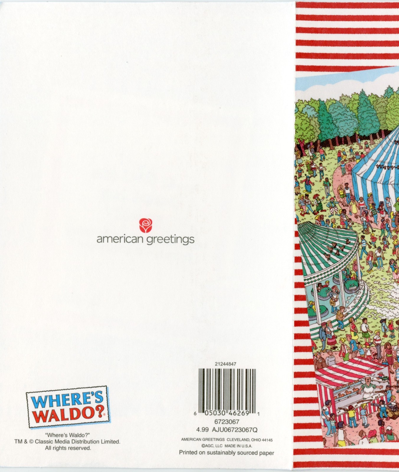Where’s Waldo BIRTHDAY Card, Fairground Search Game Fun by American Greetings +✉