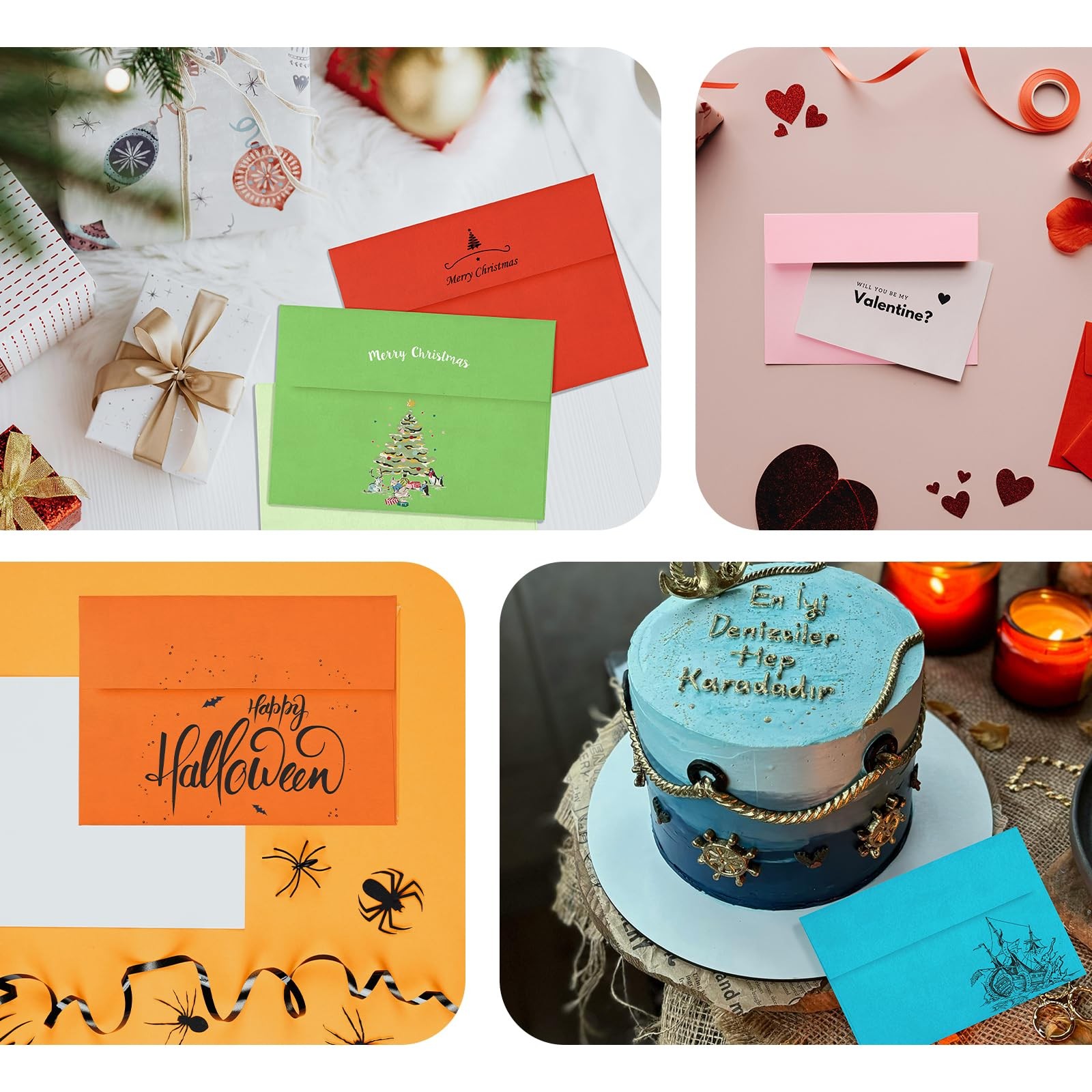 Colored Envelopes Self Seal A7 50 Pack, 10 Colors, 5.25 x 7.25 Printable Invi…