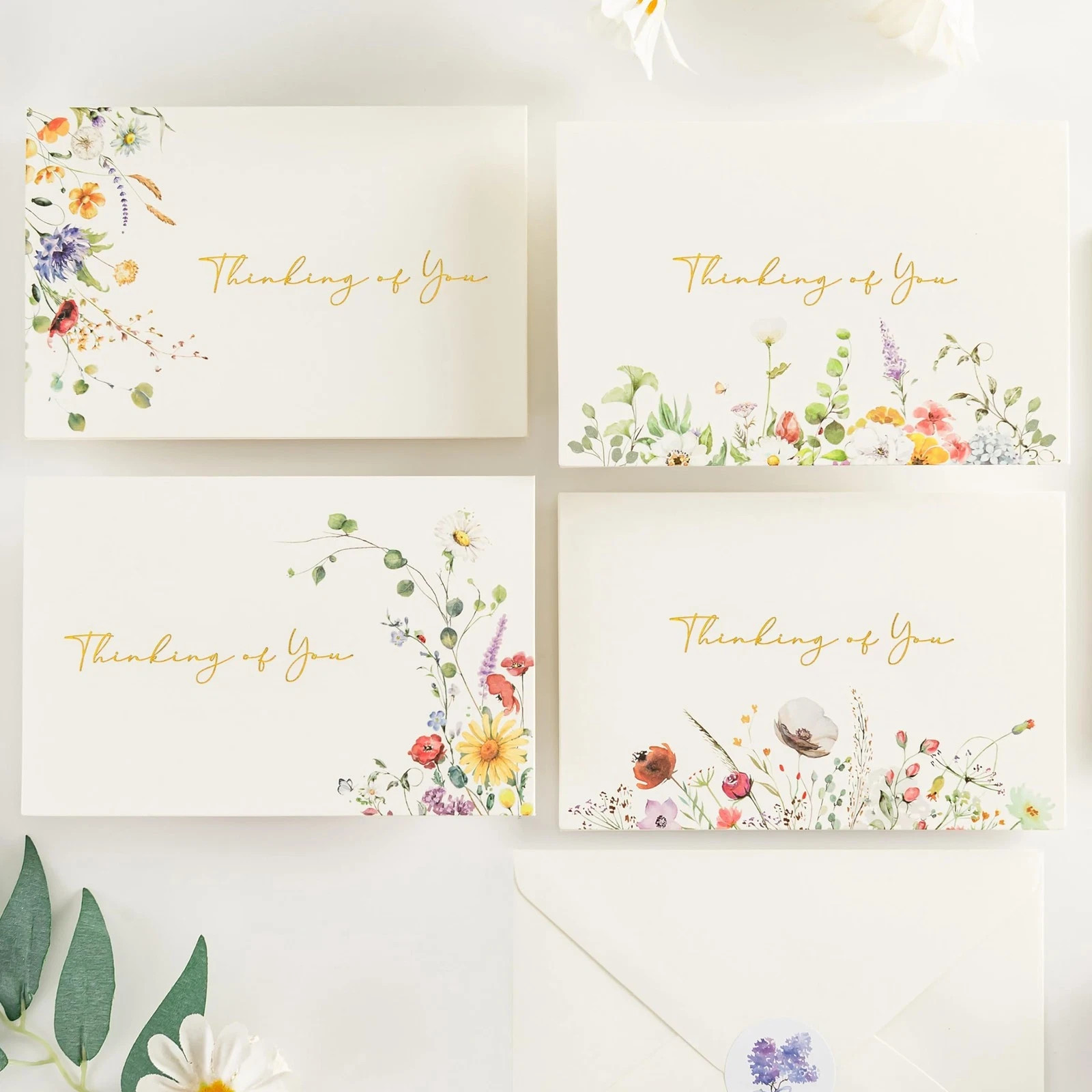 25 Pack Thinking of You Cards with Envelopes 4 Assorted, 4”x6”, Encouragement…