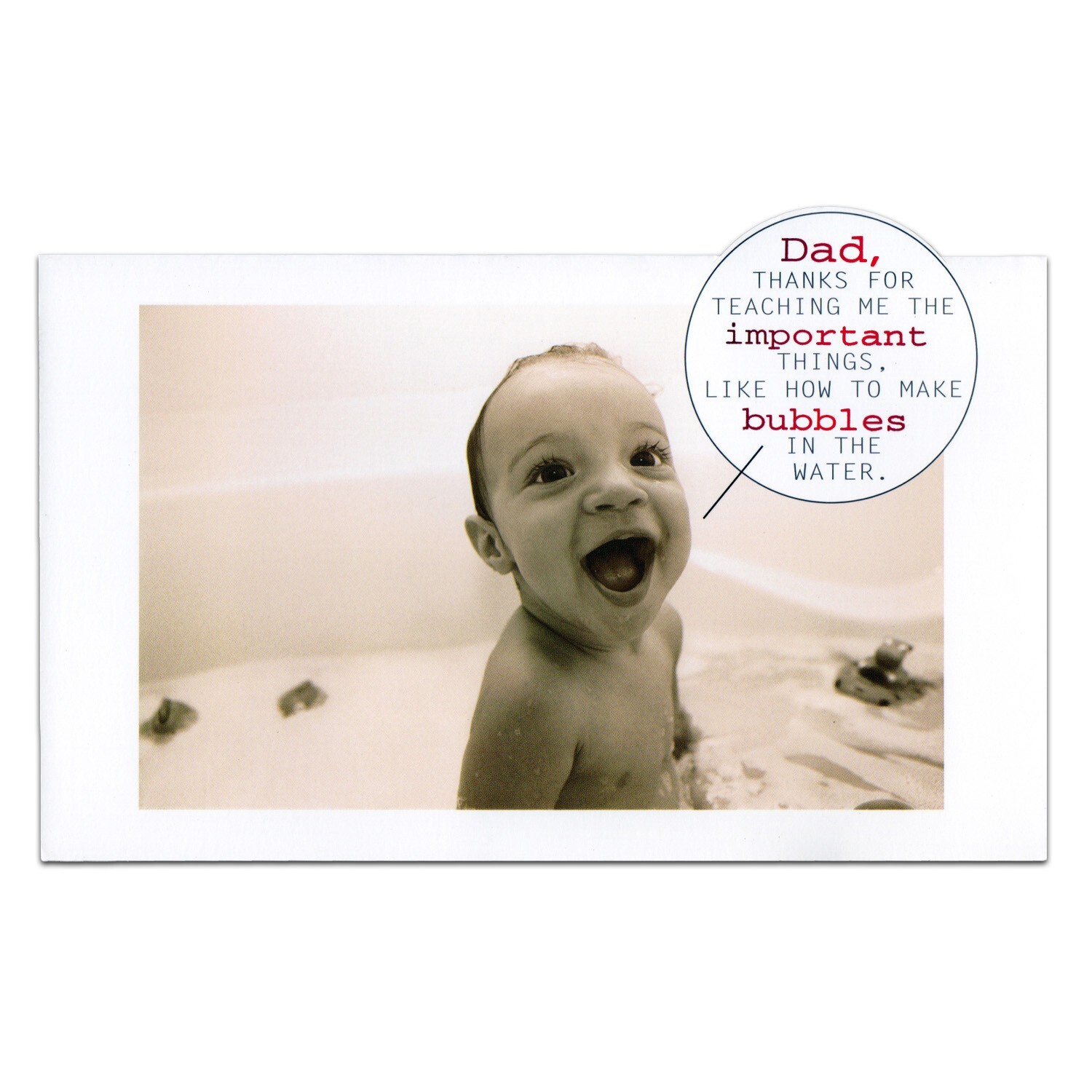 Funny BIRTHDAY Card FOR DAD, Baby Bath Bubbles Water by American Greetings + ✉