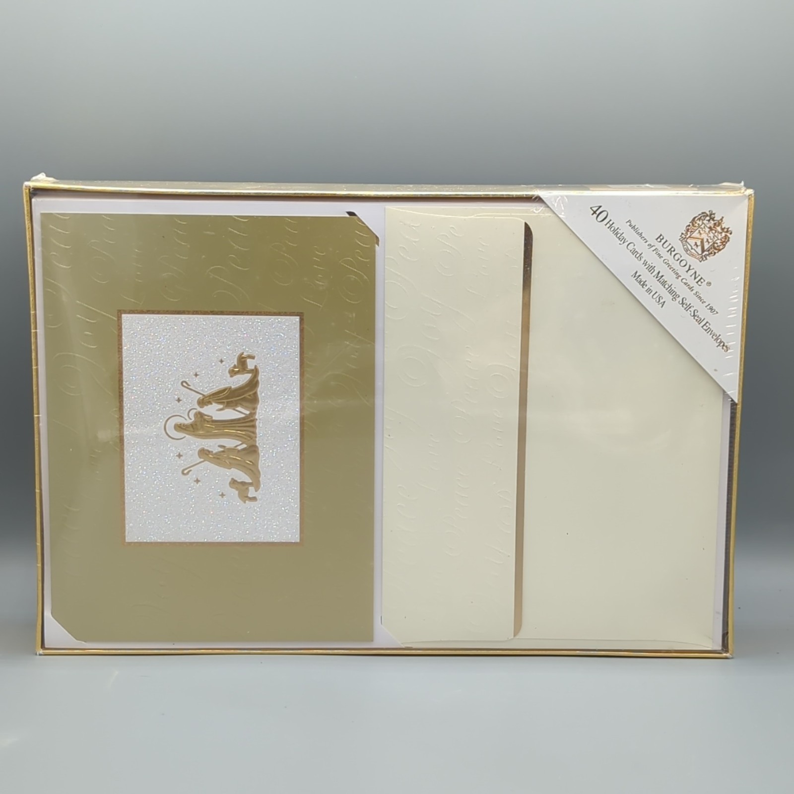 Burgoyne Holiday Christmas Cards Sealed Box Of 40 w/ Envelopes Nativity Golden