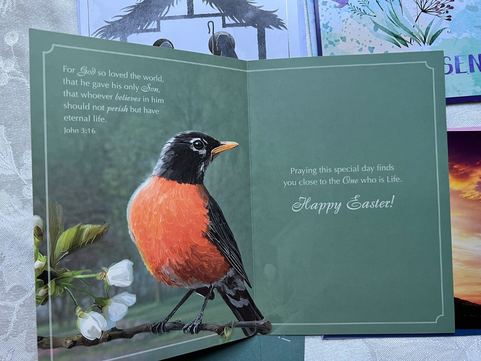 His Delight 5 Easter & 1 Christmas Greeting Cards.