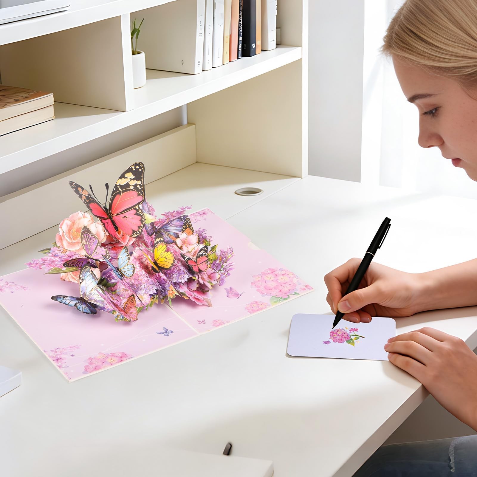 FIAMR 3D Pop Up Birthday Card, Butterfly/Flower Greeting Card for Women
