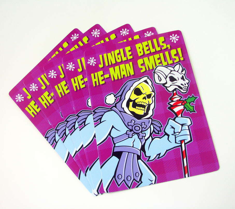 Set of 5 FLAT Skeletor Christmas Cards He-man Holiday Masters of the Universe