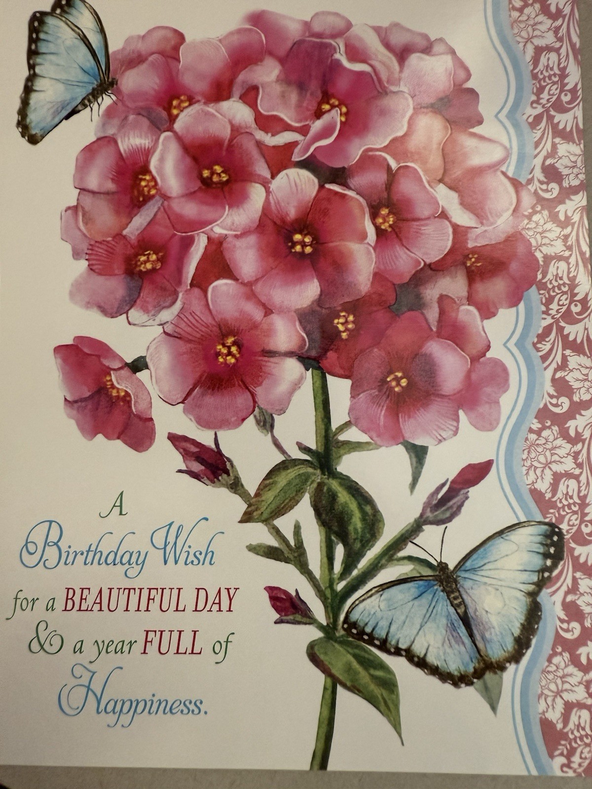 “A Birthday Wishes for Beautiful Day” – Beautiful Pink Flowers — 5.5″ X 7.5″
