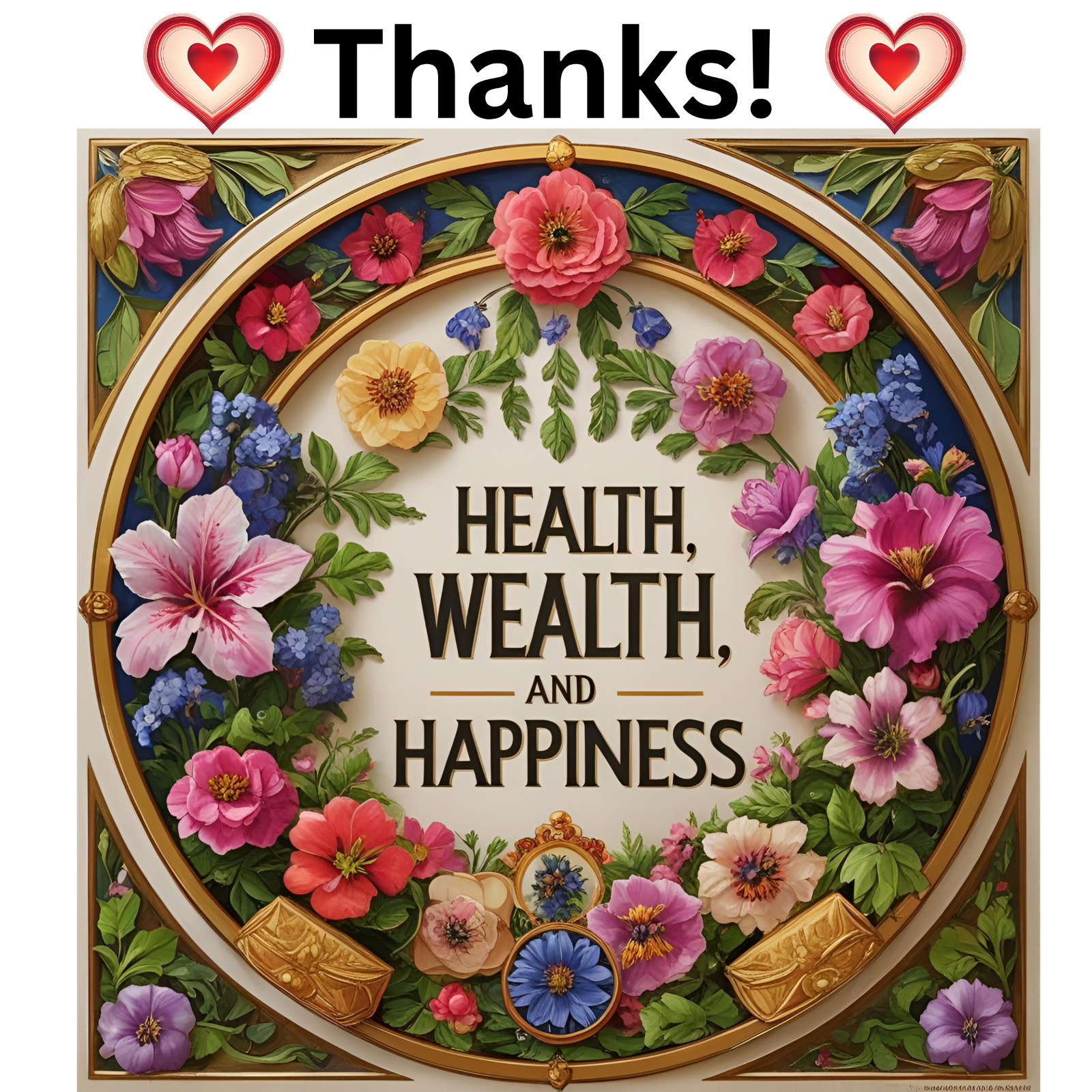 Flower Thank For Health Wealth And Happiness Greeting Card