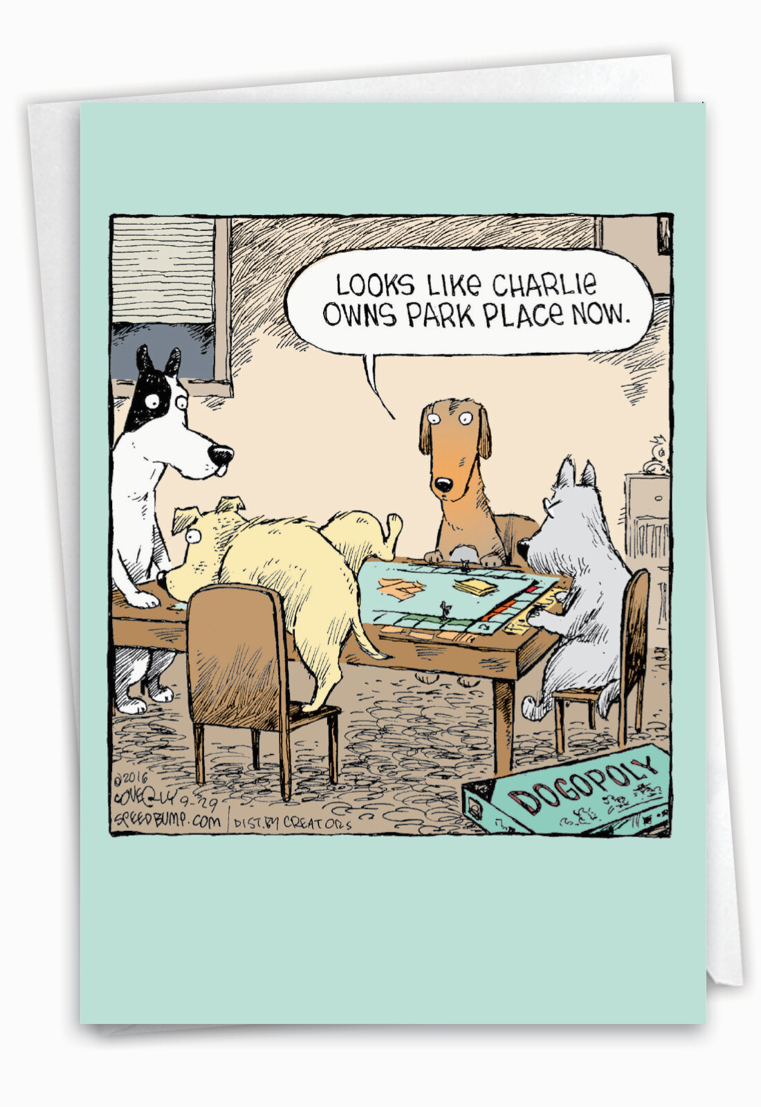 1 Funny Birthday Card with Envelope – Dogopoly C3986BDG