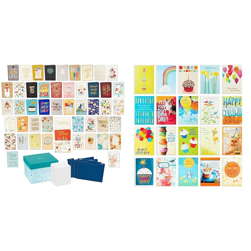 Assorted Blank Greeting Cards Boxed Set – 100 Cards with Organizer, Birthday Car
