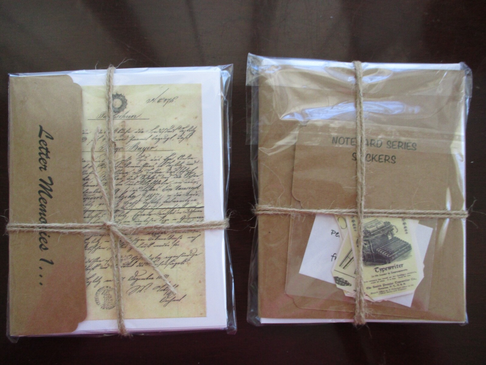 HANDMADE STATIONARY SET: 8 Vintage Ephemera Notecards+Envelopes+Seals