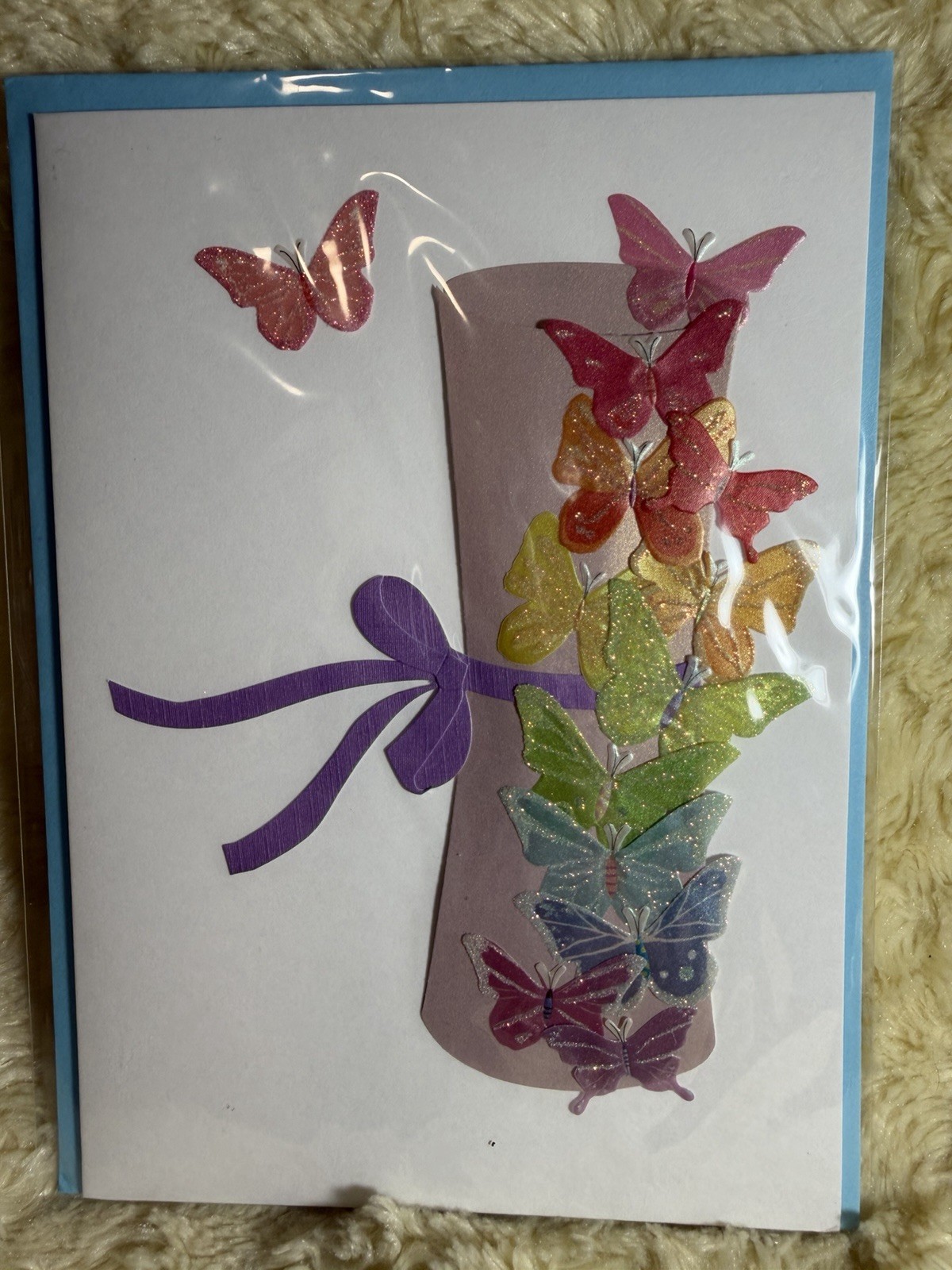 Papyrus Graduation Card 3D Diploma Vellum Butterflies Fluttering Bright Future