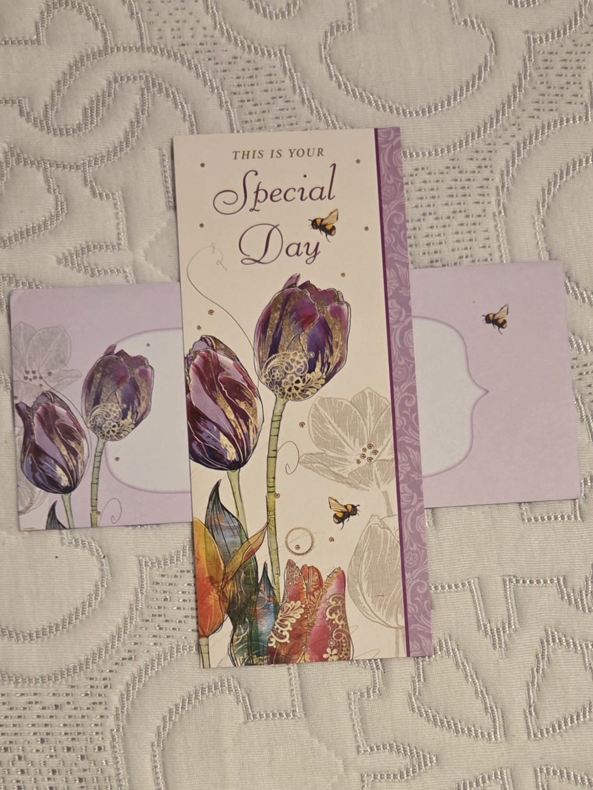 Unknown Brand Happy Birthday Floral Bee Card Special Day Relax Enjoy W/ Envelope