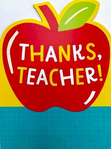 APPLE FOR TEACHER “You make school way cool” DIE CUT THANK YOU CARD Hallmark