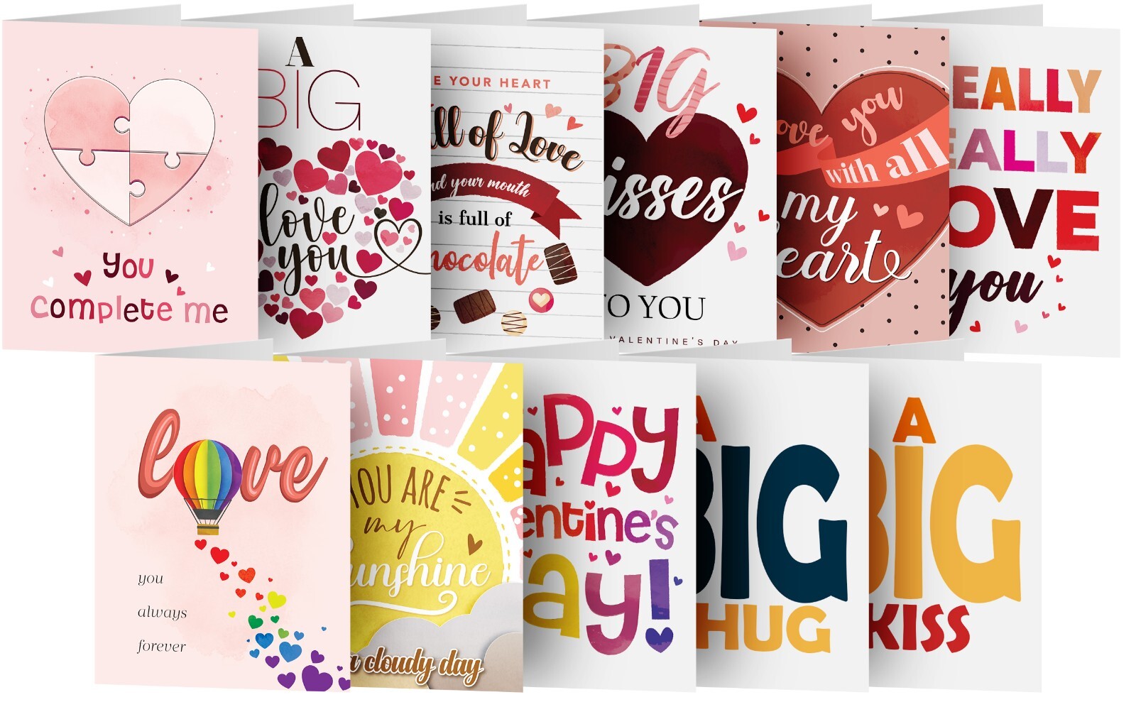 Big Valentine’s Day Greeting Cards – 8.5″ x 11″ Large Jumbo Size – 2 per Pack