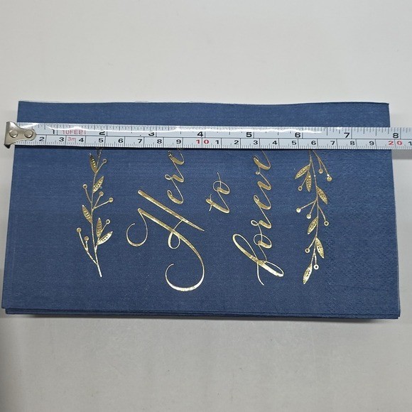 85 Wedding Blue & Gold Napkins & 25 Thank You Cards