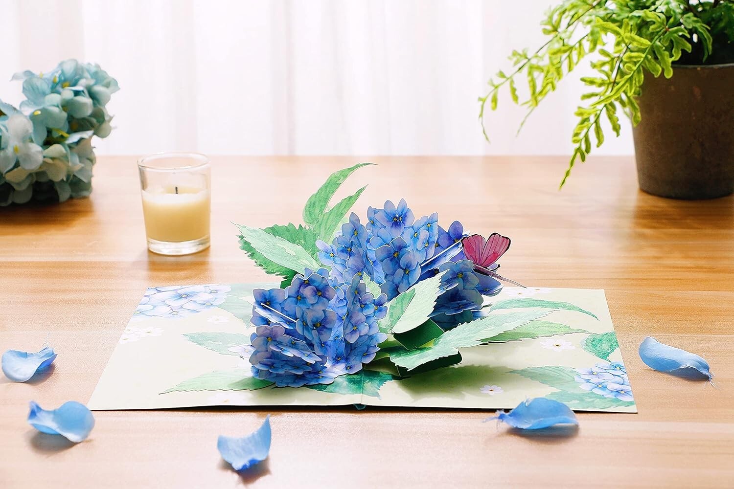Liif Beautiful Hydrangea Blossoms Butterfly 3D Greeting Pop Up Card
