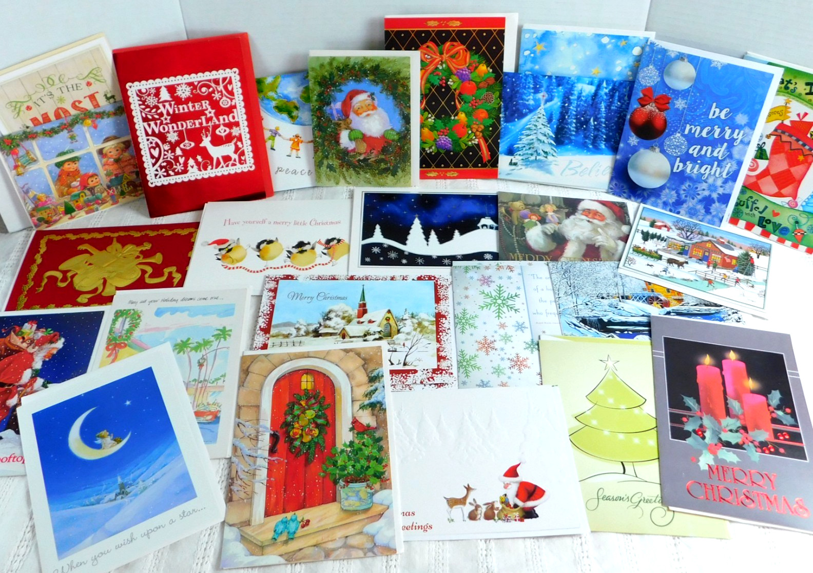 Christmas Greeting Cards Holiday Lot of 25 Variety w/ Envelopes Olympicard NEW !