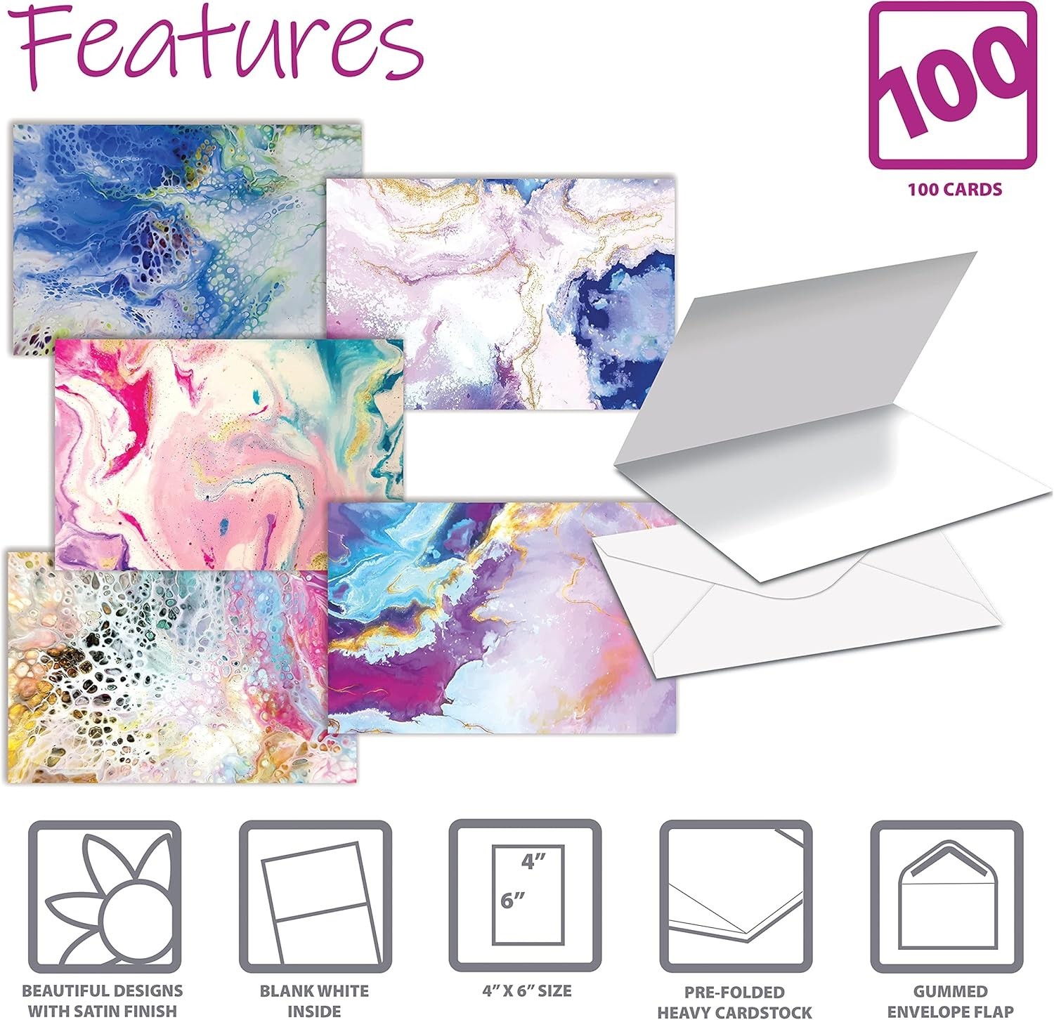 Blank Inside Greeting Cards – 100-Pack with Abstract Art, Perfect for Any Event