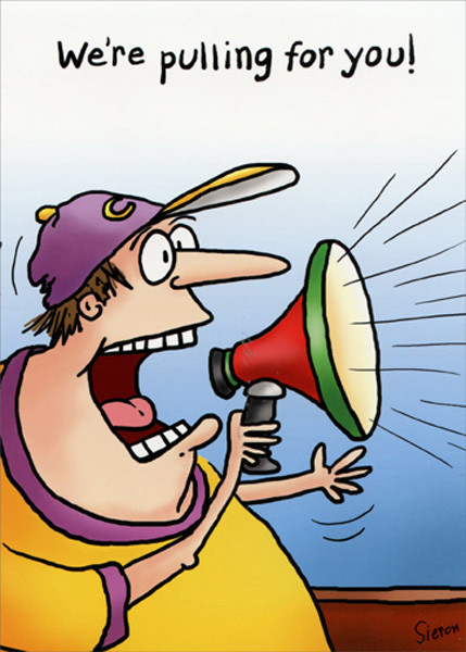 Guy with Megaphone Funny Get Well Card – Greeting Card by Oatmeal Studios