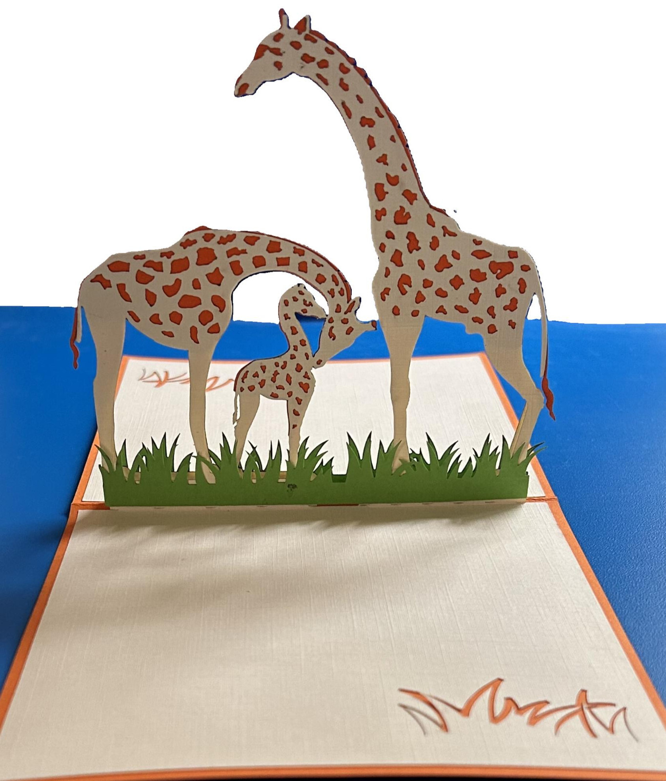 3D Pop-Up Greeting Card Handcrafted Giraffes Baby Dschungle Zoo Animals Love