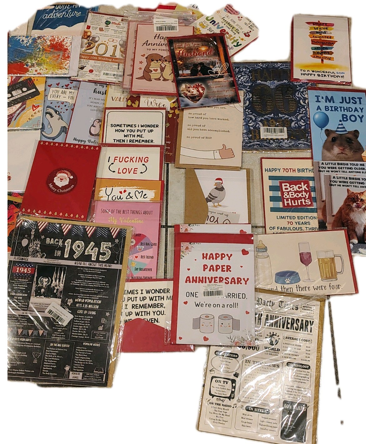 Lot Of 70 + Greeting Cards W. Envelope Humor Birthday Large Size All Occassions