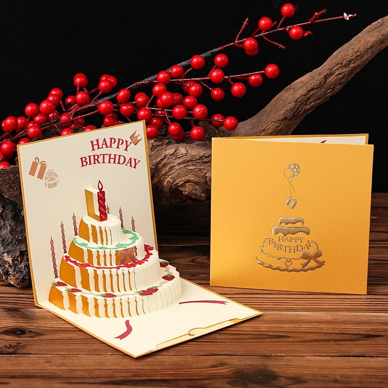 3D Pop Up Birthday Card Postcard Greeting Card Birthday Gift For Women Men Girls