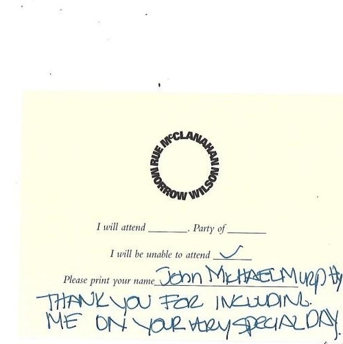 RSVP Card For RUE MCCLANNAHAN’S Last Wedding Golden Girls