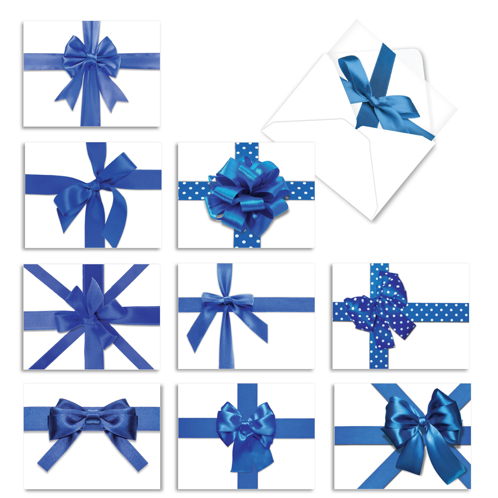 10 Chanukah Cards Pack – Beribboned In Blue