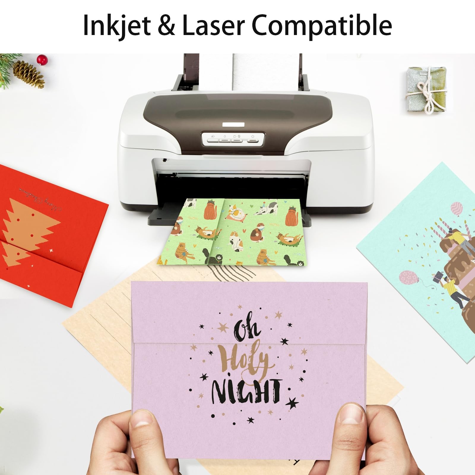Colored Envelopes Self Seal A7 50 Pack, 10 Colors, 5.25 x 7.25 Printable Invi…
