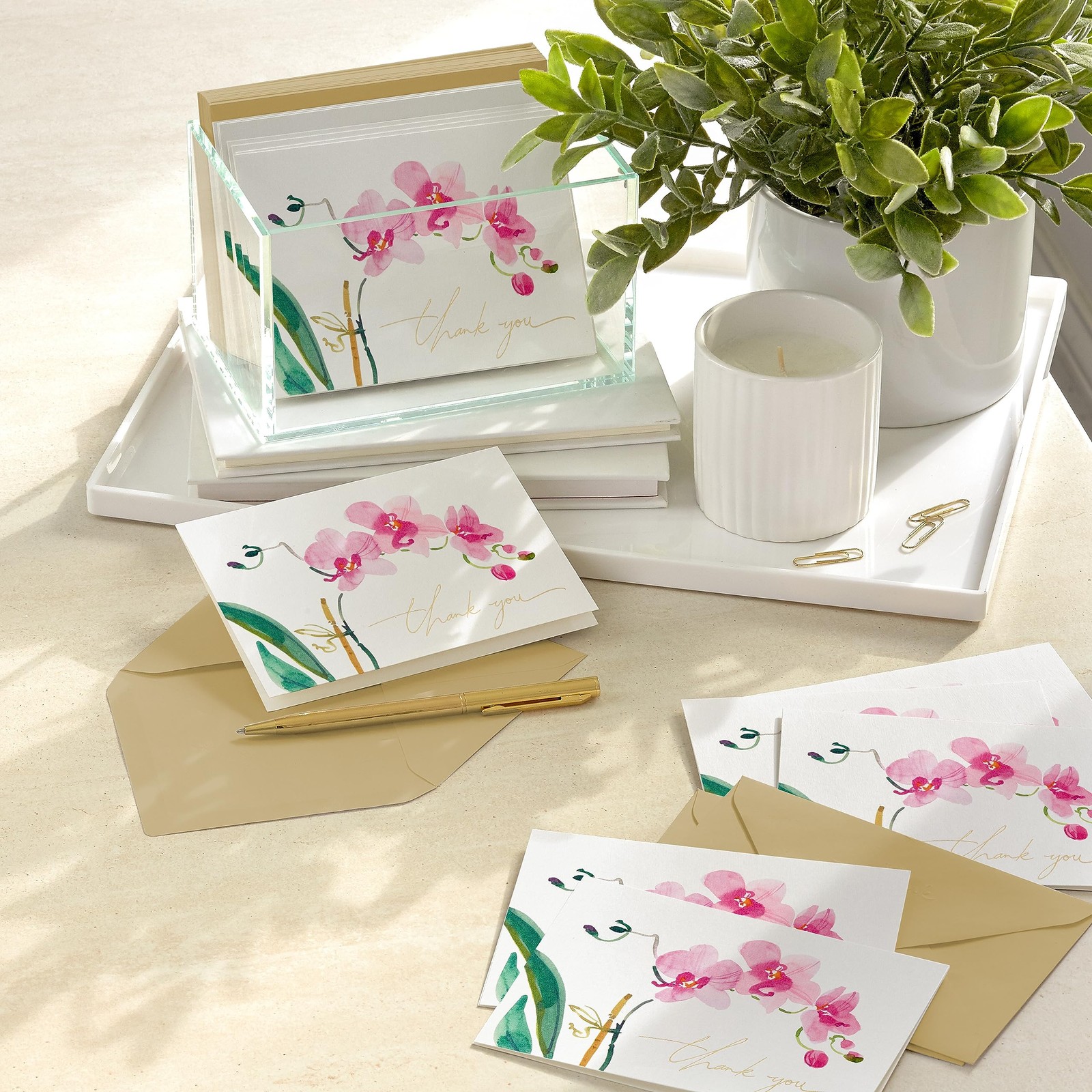 Hallmark Pink Orchid Thank You Notes (20 4 inches x 5.5 inches,