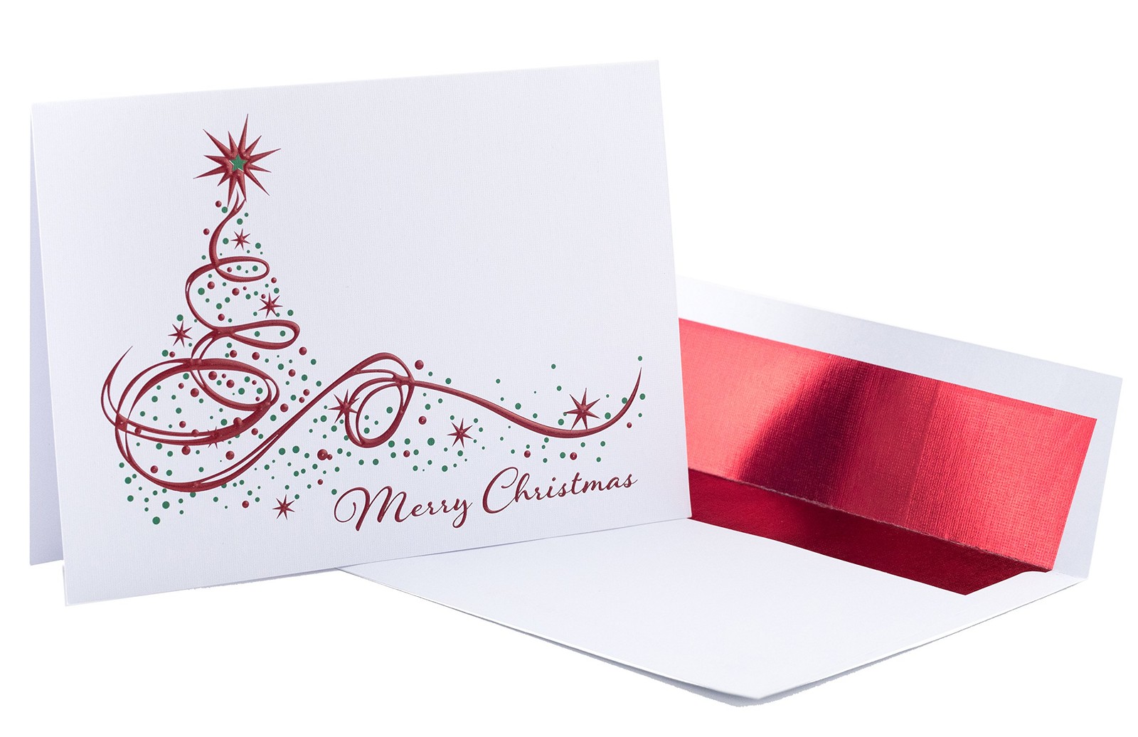 Christmas Cards – Merry Christmas Tree – 20 Pack of Red Embossed Foil Premium…
