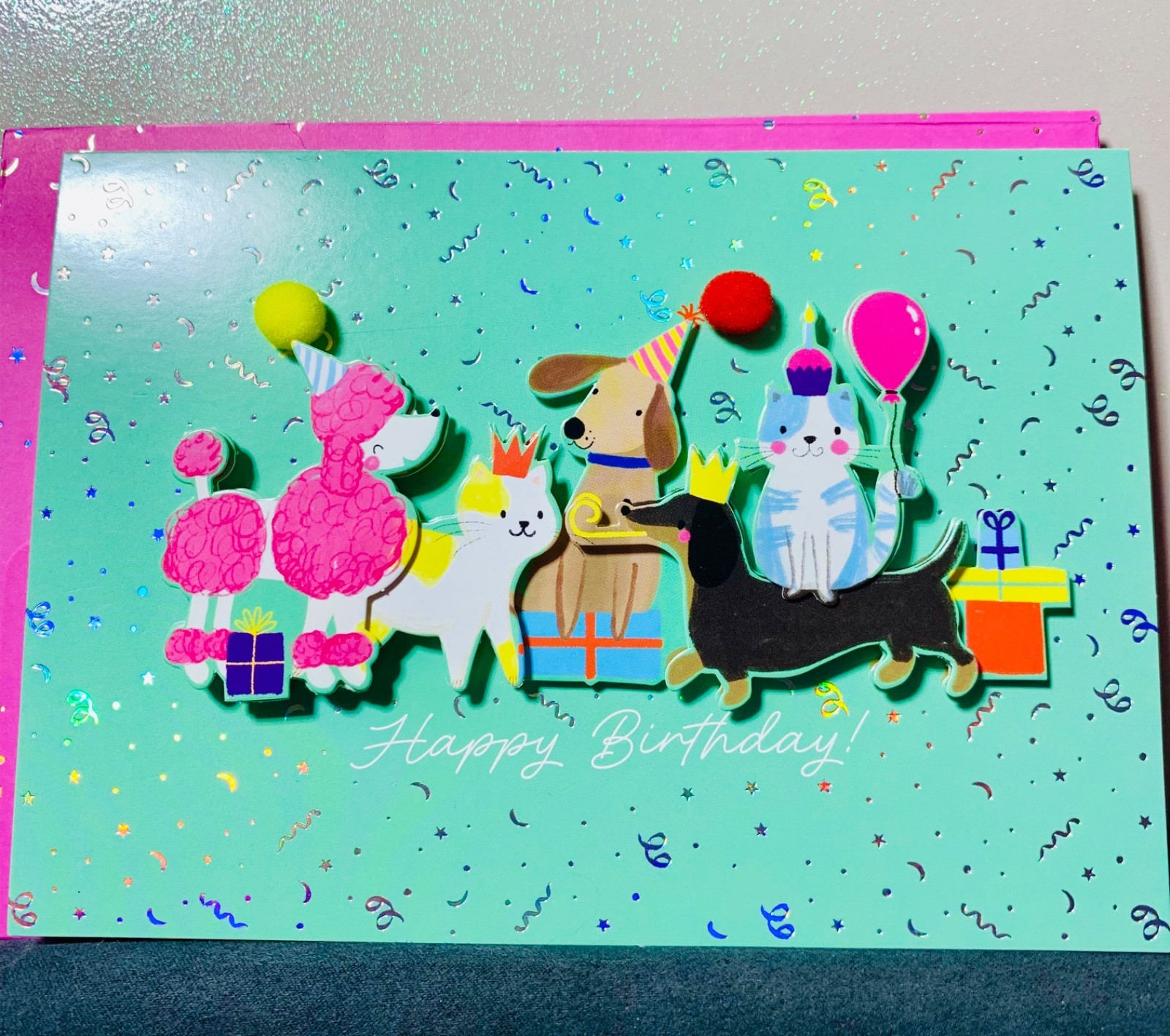 Happy Birthday Card! Pet Party! Cute Cats and Dogs! Celebrating!