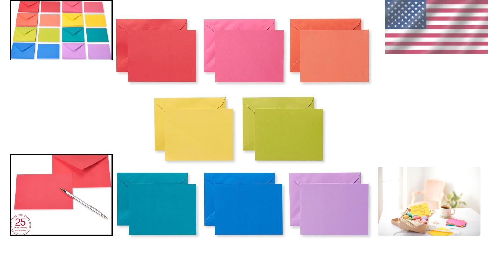 Colorful Rainbow Note Cards – 200 Count