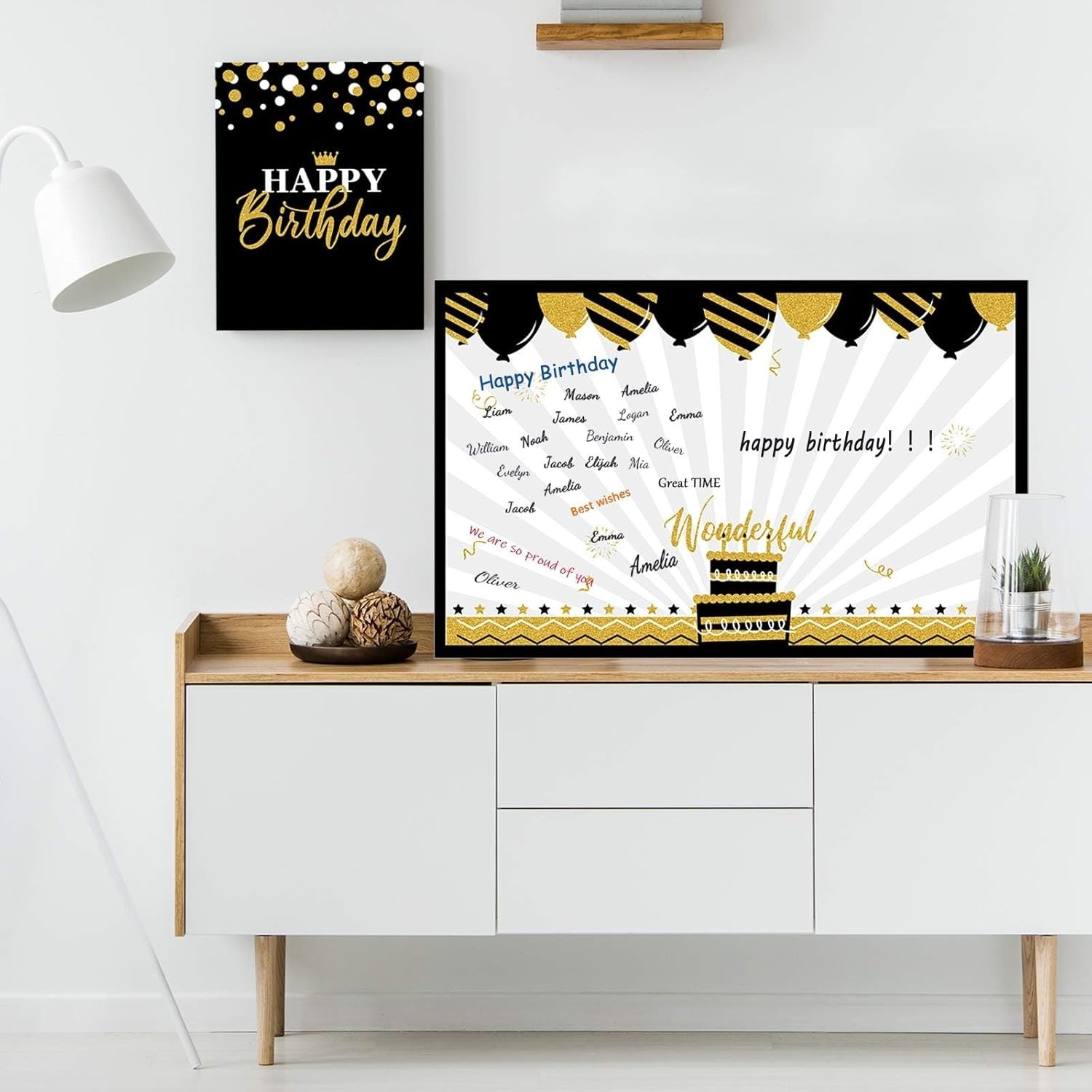 Black and Gold Jumbo Birthday Greeting Card – Ideal Party Decoration & Gift