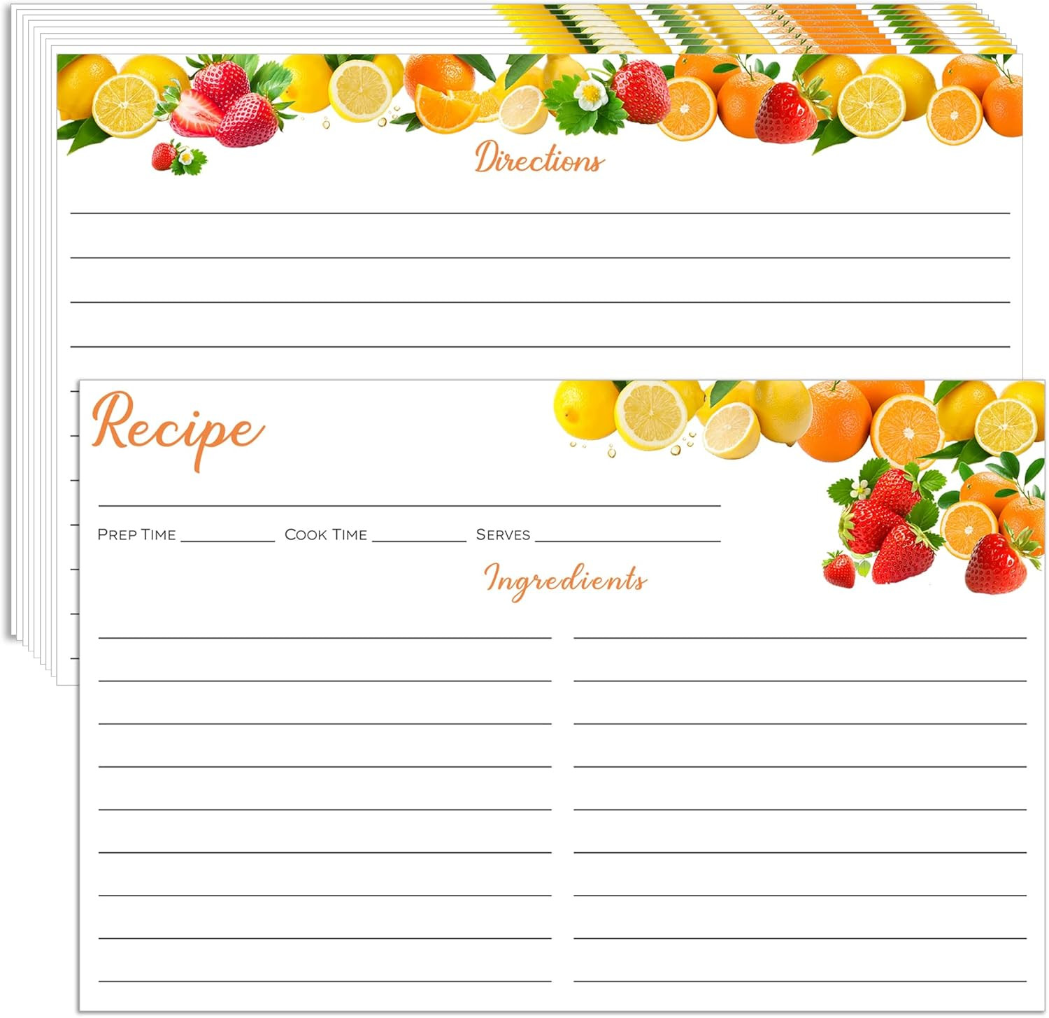 60 Recipe Cards 4×6 Inches Double Sided Cardstock, Recipe Cards for Cooking, Kit