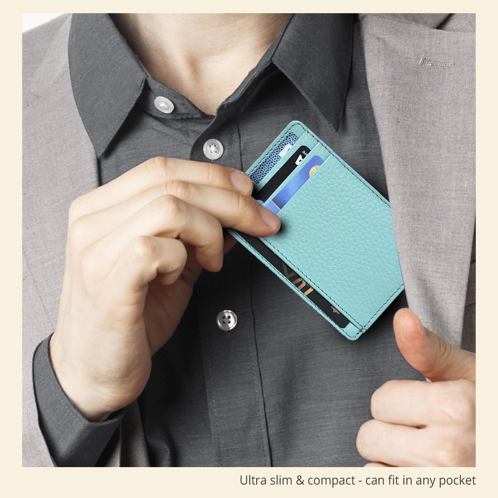 Leather Slim Minimalist Wallet for Men & Women RFID Front Pocket Leather Card…