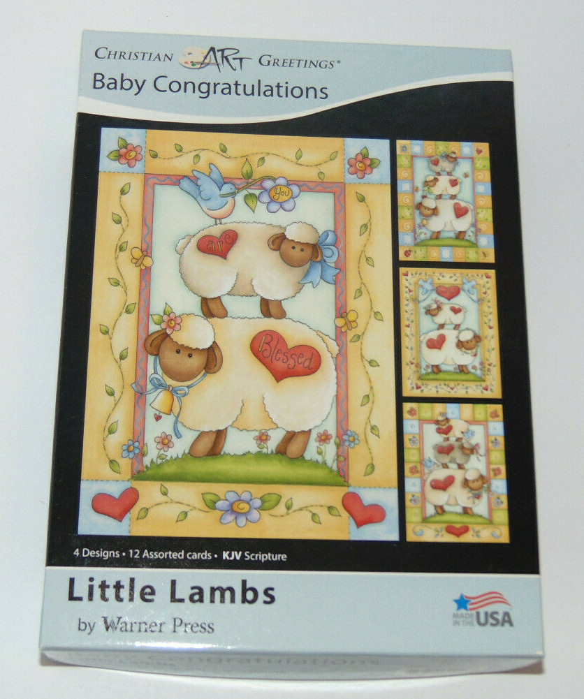 BOX 12 Christian BABY CONGRATULATIONS Greeting Cards with Bible Scripture Verse