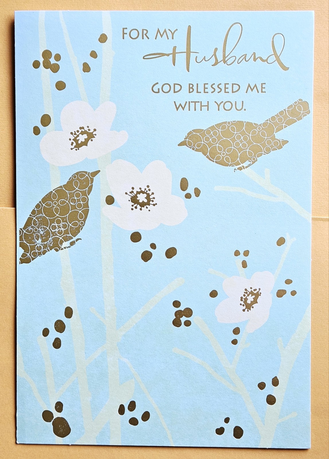 For My Husband With Love. Happy Birthday Greeting Card Large Size (+ Envelope)