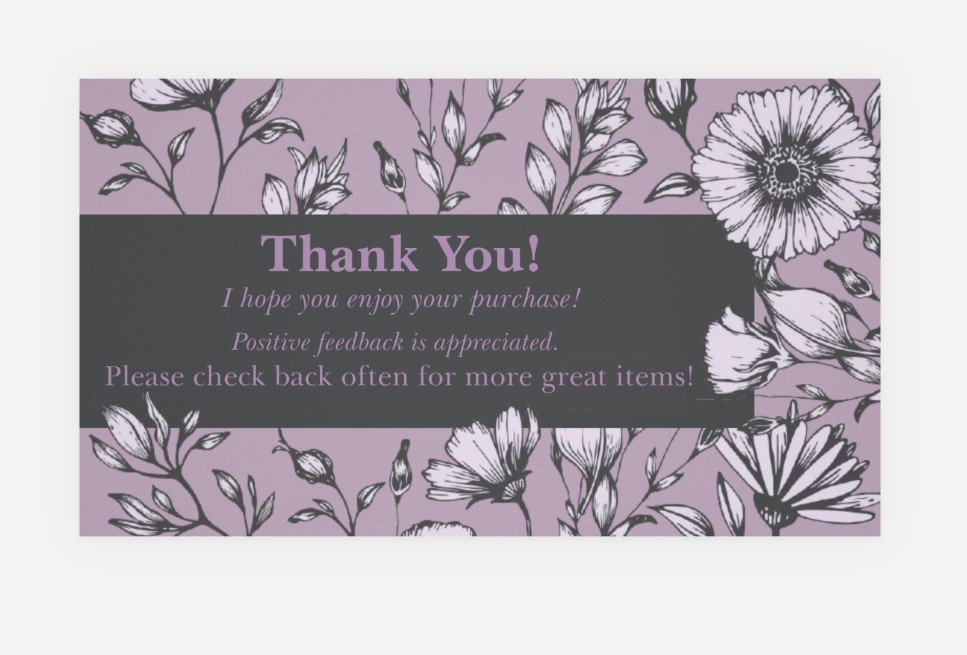 100 Thank You for your Order Cards Size 24 Designs to Choose from Reseller