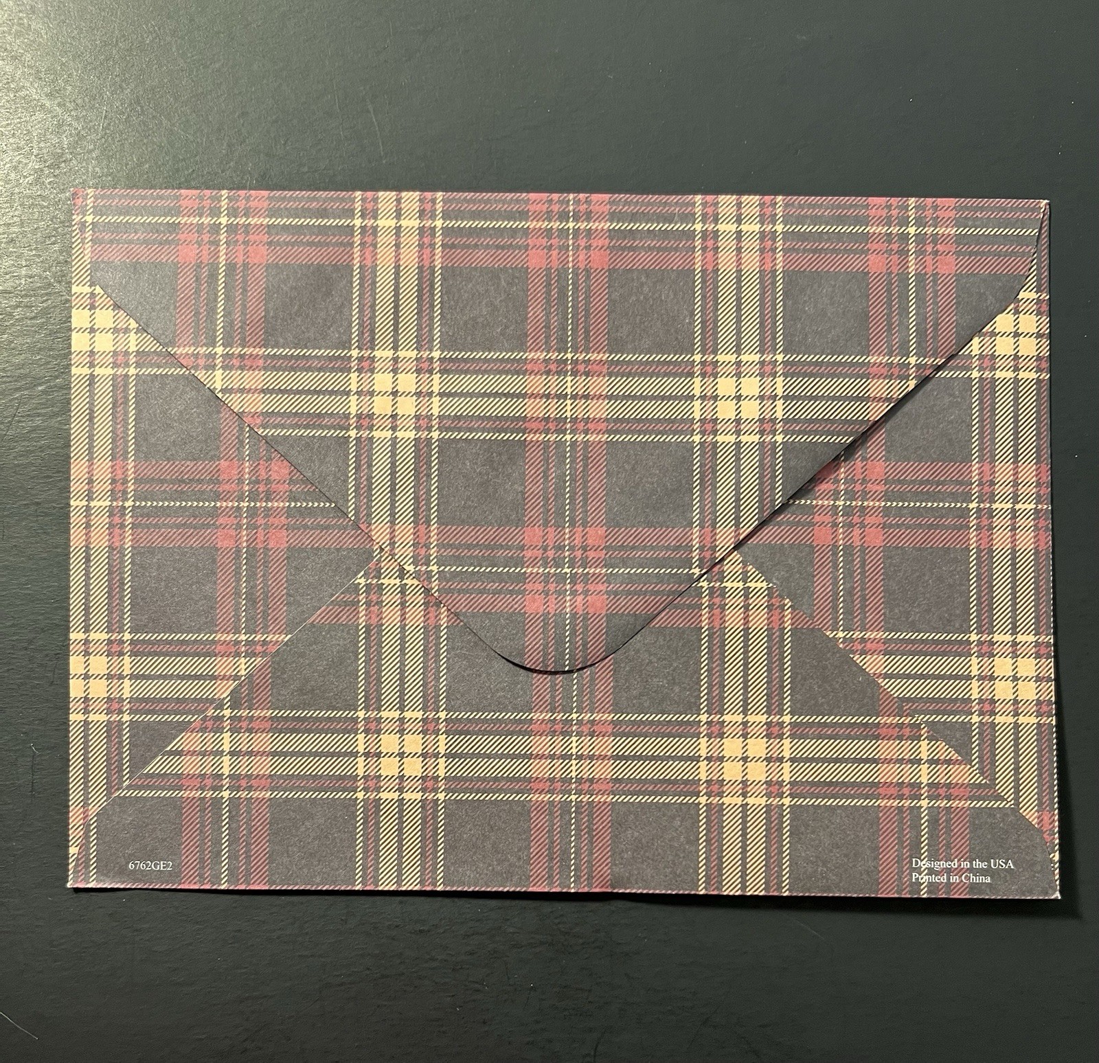 Vintage red flying Prop Airplane BIRTHDAY Card Compass w/ Plaid Envelope/Stamp