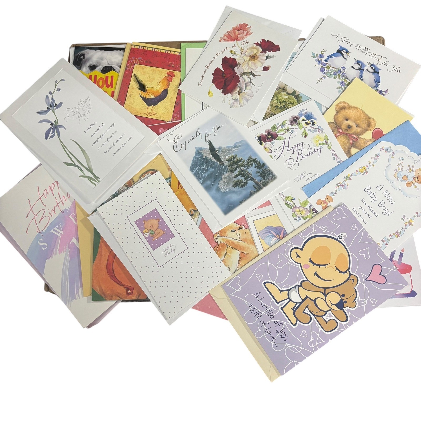 Lot of 20 Assorted Greeting Cards Lot Birthday Get Well Baby Occasions Mixed