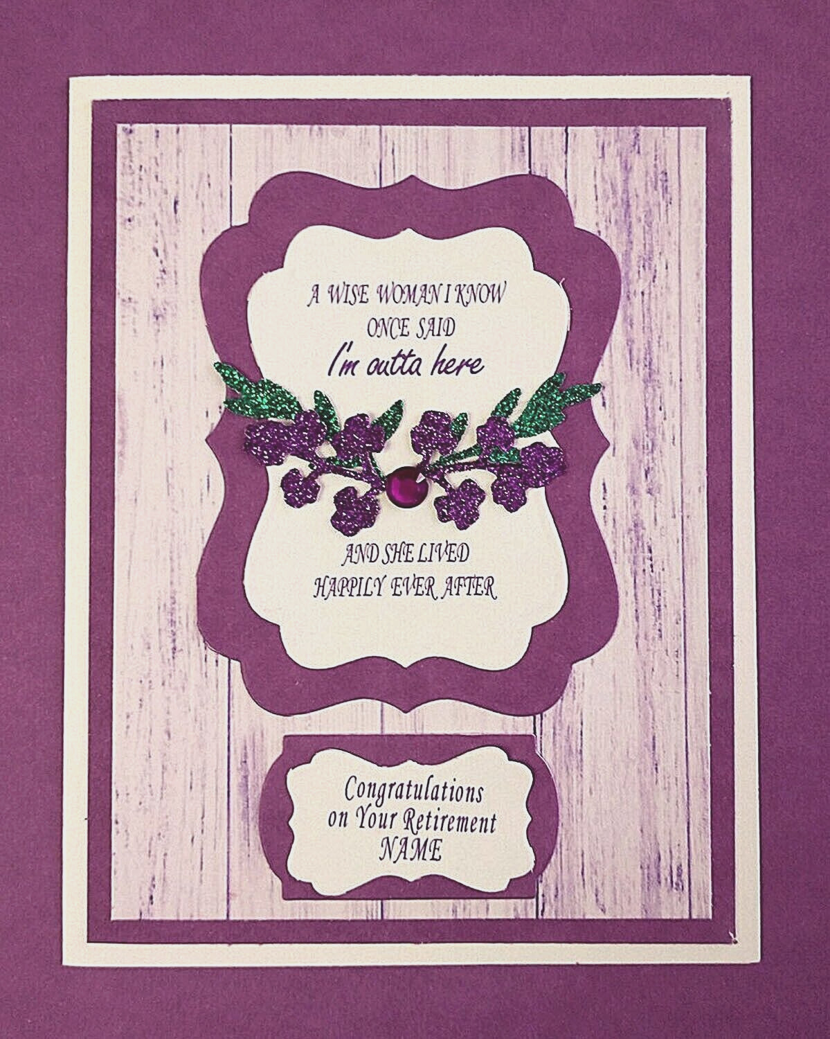 Retirement Card for Woman Humorous with Personalized Name and Verse Inside