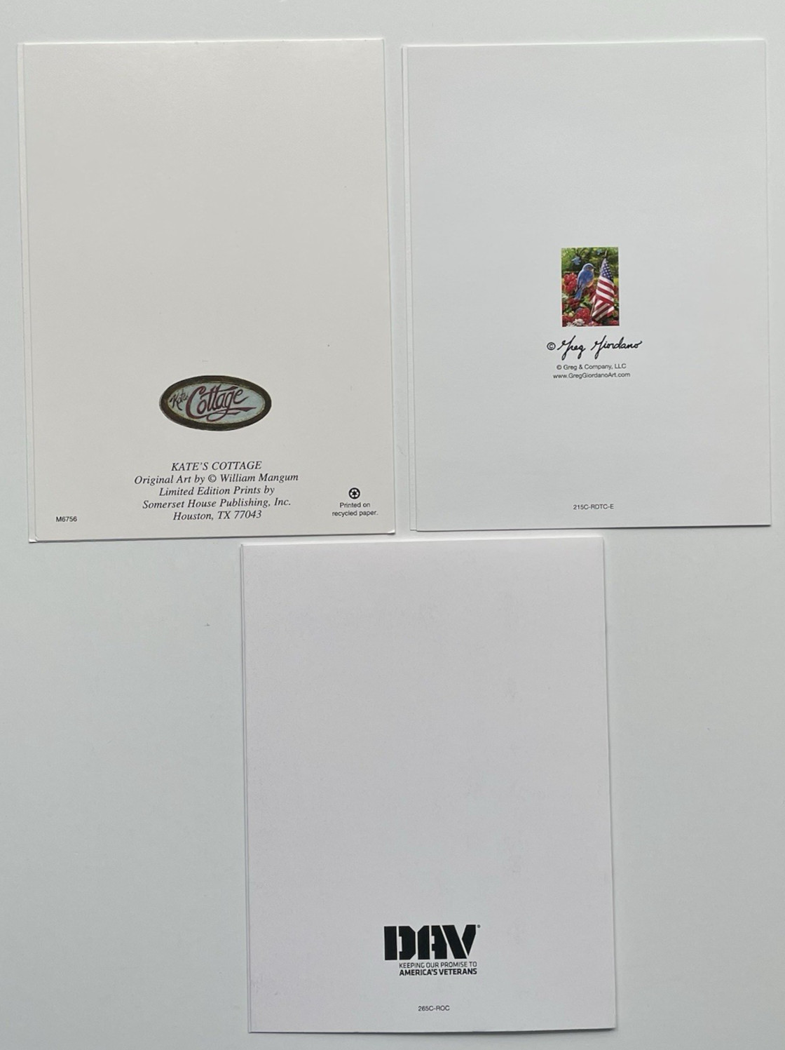 Lot of 3 Colorful Blank Note Cards w/Envelopes Patriotic USA Flag Bird