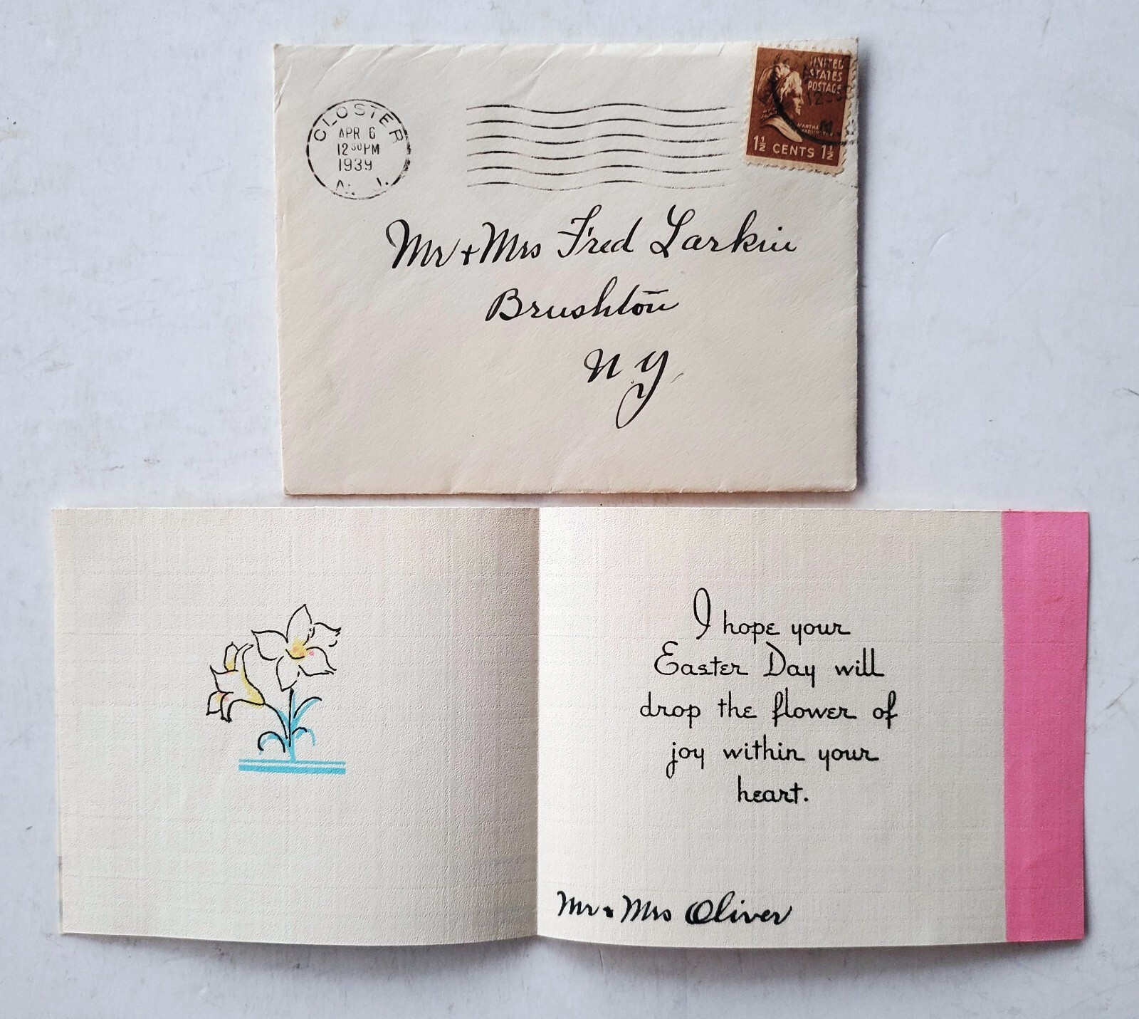 Vintage 1939 Art Deco Easter Greeting Card – Original Postmarked Envelope